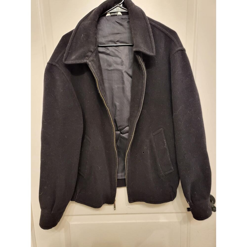 Vintage Joseph & Feiss International Cashmere Blend Bomber Jacket Mens XL Black